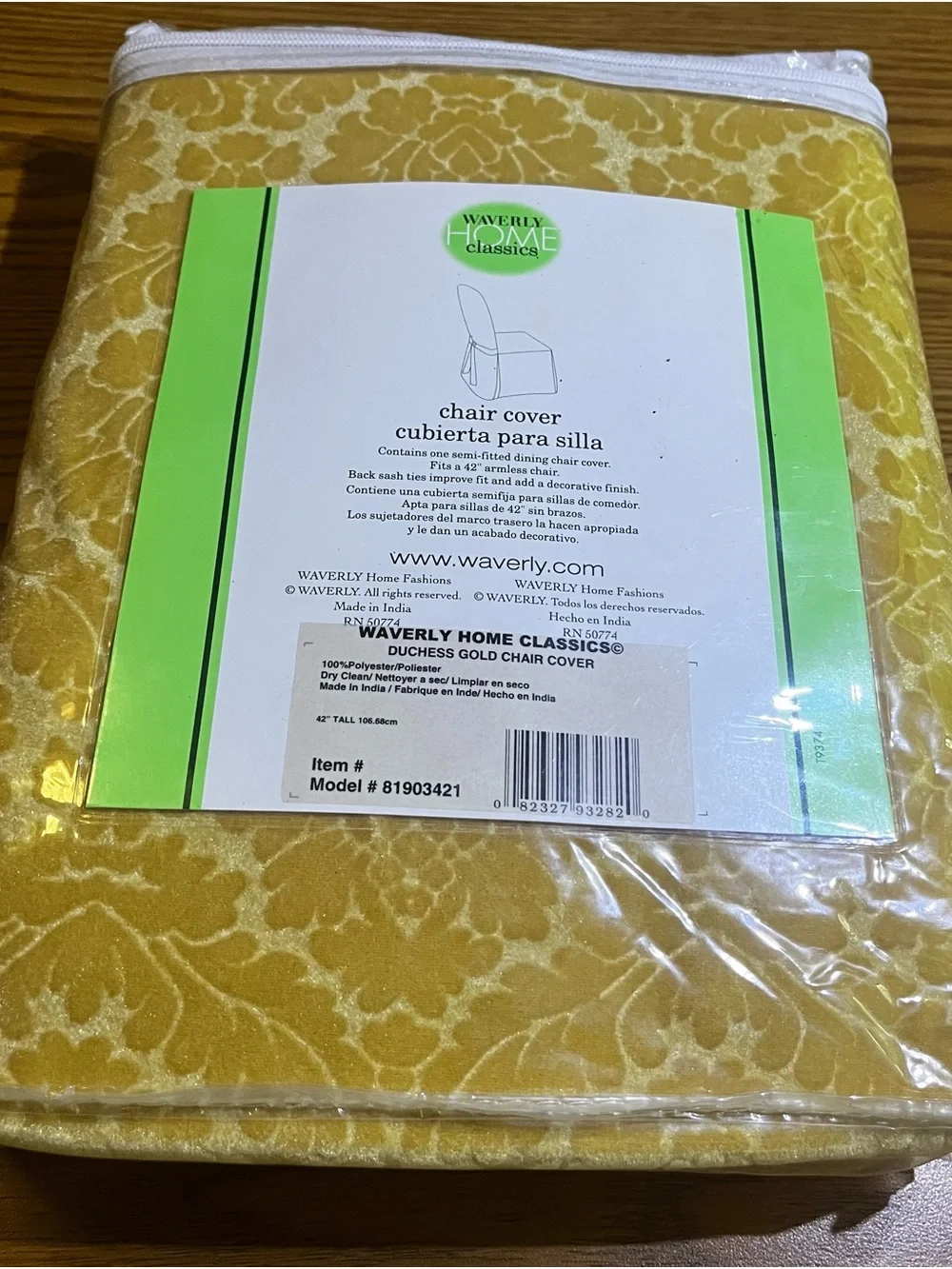 Waverly Home Classics Duchess Gold Velvet-Textured Dining Chair Cover